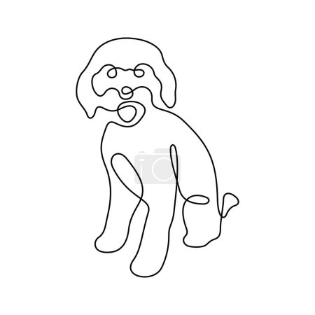 Lindo perro amigable una línea vector ilustración