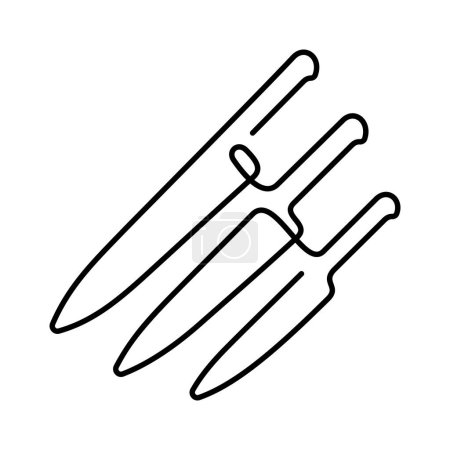 Téléchargez les illustrations : Couteaux de cuisine une icône vectorielle ligne. Illustration vectorielle. - en licence libre de droit