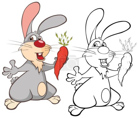 Illustration for Vector Illustration of a Cute Rabbit . Cartoon Character. Coloring Book - Royalty Free Image