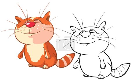 Ilustración de Ilustración vectorial de un gato lindo. Personaje de dibujos animados. Libro para colorear - Imagen libre de derechos