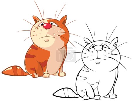 Téléchargez les illustrations : Illustration vectorielle d'un chat mignon. Caractère de bande dessinée. Livre à colorier - en licence libre de droit