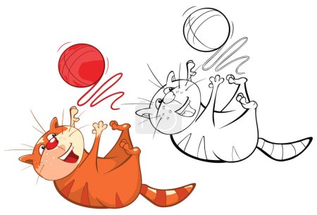 Téléchargez les illustrations : Illustration vectorielle d'un chat mignon. Caractère de bande dessinée. Livre à colorier - en licence libre de droit