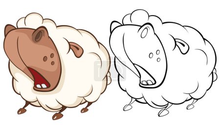 Ilustración de Ilustración vectorial de una linda oveja. Personaje de dibujos animados. Libro para colorear - Imagen libre de derechos