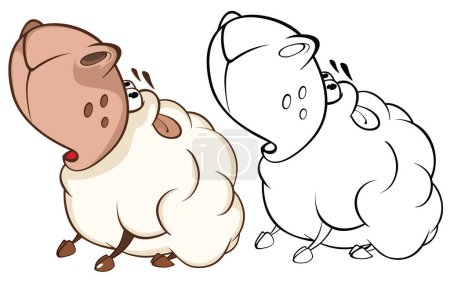 Téléchargez les illustrations : Illustration vectorielle d'un mouton mignon. Caractère de bande dessinée. Livre à colorier - en licence libre de droit