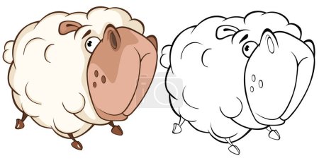 Illustration for Vector Illustration of a Cute Sheep. Cartoon Character. Coloring Book - Royalty Free Image