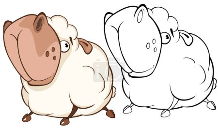 Illustration for Vector Illustration of a Cute Sheep. Cartoon Character. Coloring Book - Royalty Free Image