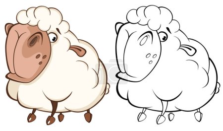 Téléchargez les illustrations : Illustration vectorielle d'un mouton mignon. Caractère de bande dessinée. Livre à colorier - en licence libre de droit