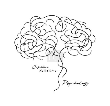 Ilustración de Cerebro. Dibujo continuo de línea. Ilustración vectorial sobre fondo blanco - Imagen libre de derechos