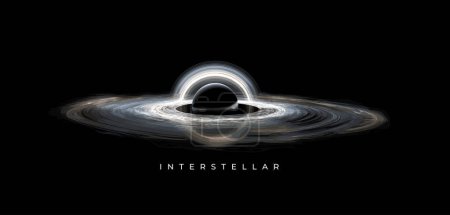 Interstellar. Schwarzes Quantenloch im All. Vektorillustration
