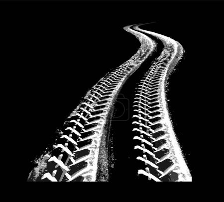 Téléchargez les photos : Illustration vectorielle des traces de pneus isolée sur fond noir - en image libre de droit