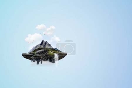 Photo for Image of mountain and waterfall. Mixed media - Royalty Free Image