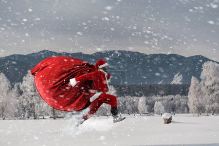 Téléchargez les photos : Bonne image du Père Noël. Concept de Noël. Techniques mixtes - en image libre de droit