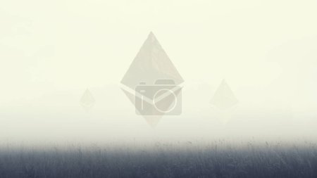 Photo for Pyramid floating in the air. Mixed media - Royalty Free Image