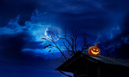 Téléchargez les photos : Image d'Halloween avec des citrouilles effrayantes. Techniques mixtes - en image libre de droit