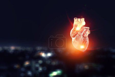 Téléchargez les photos : Le cœur comme symbole des innovations en médecine. Techniques mixtes - en image libre de droit