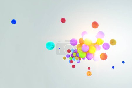 Photo for Science concept with sphere model. Mixed media - Royalty Free Image