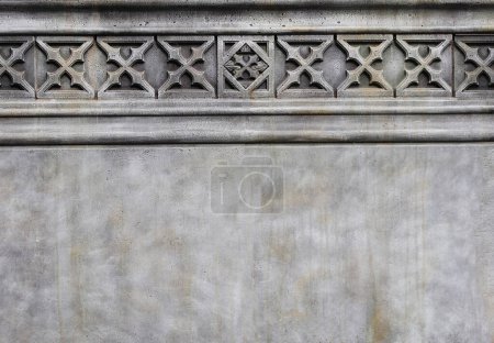Photo for Retro background with ancient carved stone ornament. Vertical or horizontal banner with geometric stone bas-relief. Mock up template. Copy space for text - Royalty Free Image