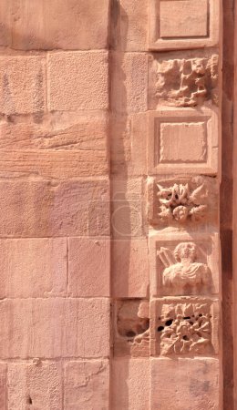 Photo for Ancient bas-relief on wall in Petra (Red Rose City), Jordan. UNESCO world heritage site - Royalty Free Image