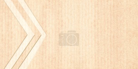 Photo for Arrows symbol on recycled striped cardboard texture. Horizontal banner with eco paper texture. Paper cardboard background. Recycled carton material. Ecology and zero waste concept. Copy space for text - Royalty Free Image