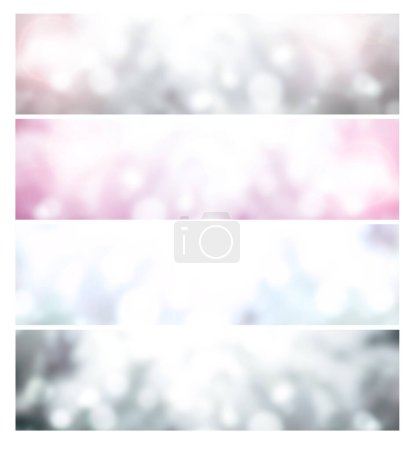 Photo for Set of banners with blurred background of  light gray, blue and pink color. Collection of horizontal or vertical banner with bokeh abstract light. Copy space for text - Royalty Free Image