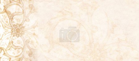 Téléchargez les photos : Fond grunge avec texture de pierre et ornement sculpté ancien, Maroc. Bannière horizontale ou verticale avec ornement de style marocain. Modèle maquillé. Espace de copie pour le texte - en image libre de droit