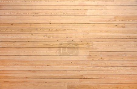 Photo for Texture of old wooden board of yellow color. Horizontal background with retro wood planks. Wall with pine boards trim - Royalty Free Image