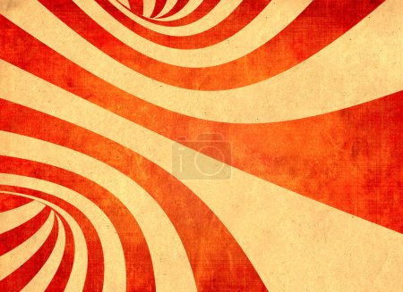 Photo for Retro background with texture of old soiled paper of red and yellow color and striped pattern. Vintage horizontal or vertical backdrop. Copy space for text - Royalty Free Image