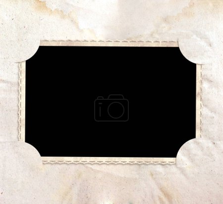 Photo for Vintage album page with retro photo frame. Nostalgic scrapbooking style. Mock up template. Copy space for text - Royalty Free Image