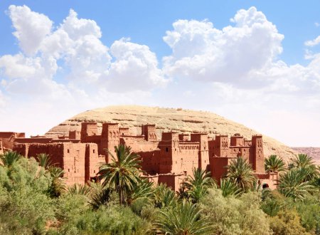 Famous moroccan landmark Kasbah Ait Ben Haddou (Ait Benhaddou), Atlas Mountains, Morocco, North Africa