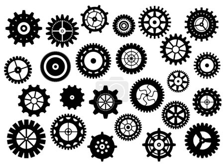 Illustration for Collection of retro gear icon. Vintage transmission cogwheels and gears. Can be used for industrial, technical, mechanical and steampunk design. Vector illustration EPS8 - Royalty Free Image