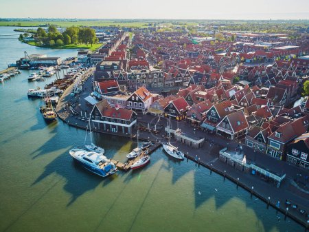 Photo for Aerial drone view of picturesque village of Volendam in North Holland, the Netherlands - Royalty Free Image