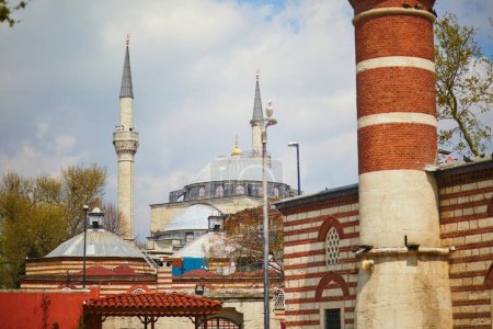 Photo for Minarets and dome of Mihrimah Mosque in Uskudar district on Asian side of Istanbul, Turkey - Royalty Free Image