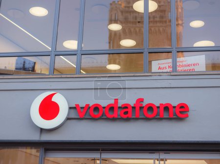 Munich, Germany - August 5, 2022 : Vodafone store - Vodafone Germany is mobile telecommunications company that operates the Vodafone brand in Germany.