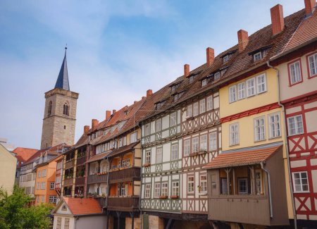 Travel and German sightseeing locations. Fortress Bridge is considered one of most beautiful and unique tourist attractions in Erfurt. unique combination of history, architecture and commerce