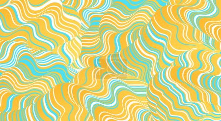 Ilustración de Abstract retro Background distorted lines. Psychedelic stripes. Vector illustration for brochure, flyer, card, banner or cover. - Imagen libre de derechos