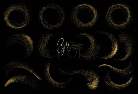 Illustration for Set of Abstract shiny Gold Glitter design element. For New Year, Merry Christmas, Birthday and Wedding greeting card and invitation design - Royalty Free Image
