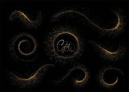 Ilustración de Conjunto de elemento de diseño Brillante Abstracto Gold Glitter. Para Año Nuevo, Feliz Navidad, Cumpleaños y Boda tarjeta de felicitación y diseño de invitación - Imagen libre de derechos