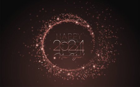 Ilustración de 2024 Año Nuevo Abstracto color brillante Elemento de diseño de marco de círculo de oro rosa - Imagen libre de derechos
