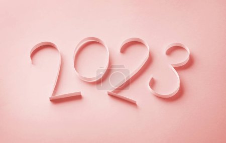 Foto de Papel números dos cero dos tres sobre fondo rosa - Imagen libre de derechos