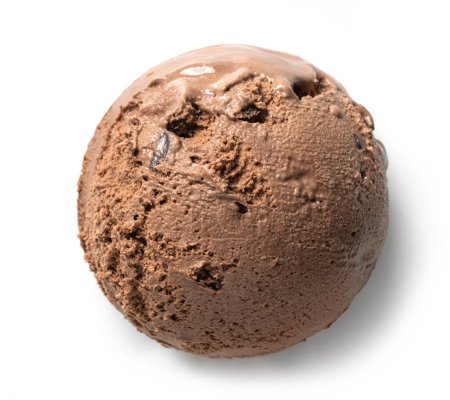 Foto de Bola de helado de chocolate aislado sobre fondo blanco, vista superior - Imagen libre de derechos