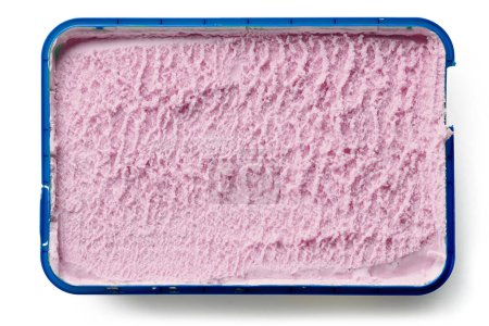 Téléchargez les photos : Boîte de crème glacée cassis isolé sur fond blanc, vue de dessus - en image libre de droit