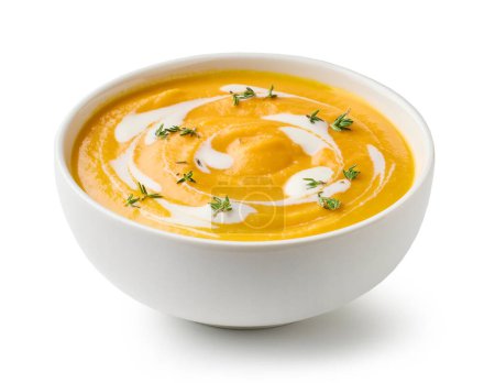 Téléchargez les photos : Bowl ov vegetable cream soup isolated on white background - en image libre de droit