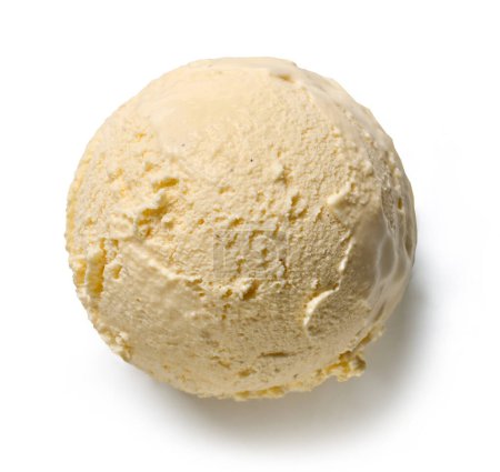 Foto de Bola de helado de vainilla aislada sobre fondo blanco, vista superior - Imagen libre de derechos