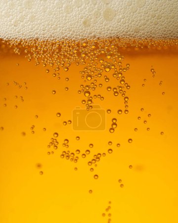 Foto de Textura de fondo de cerveza lager con burbujas y espuma - Imagen libre de derechos