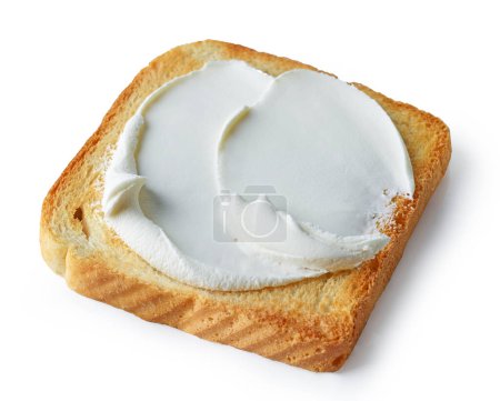 Photo for Toasted bread with cream cheese isolated on white background - Royalty Free Image