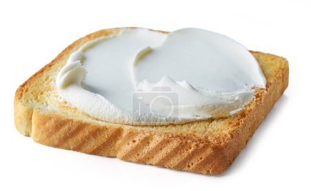 Foto de Tostadas con queso crema aislado sobre fondo blanco - Imagen libre de derechos