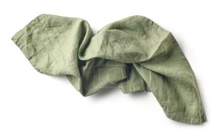 Téléchargez les photos : Serviette en coton vert isolée sur fond blanc, vue de dessus - en image libre de droit