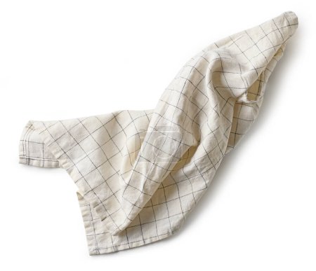 Téléchargez les photos : Serviette en coton froissée isolée sur fond blanc, vue de dessus - en image libre de droit