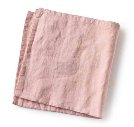 Téléchargez les photos : Serviette pliée en coton rose isolée sur fond blanc, vue de dessus - en image libre de droit