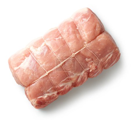 Photo for Fresh raw pork meat for making roast pork isolated on white background, top view - Royalty Free Image